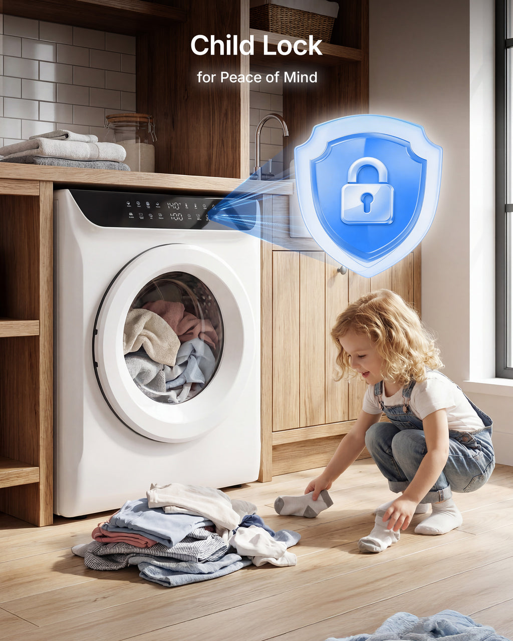 3.5 Cu.Ft Portable Dryer, 8 Drying programs, 1400W mini dryer with LED Control Panel, 120V clothes dryer with Delay timer, Anti-Crease, portable dryers for laundry, Apartments, Dorms, Home
