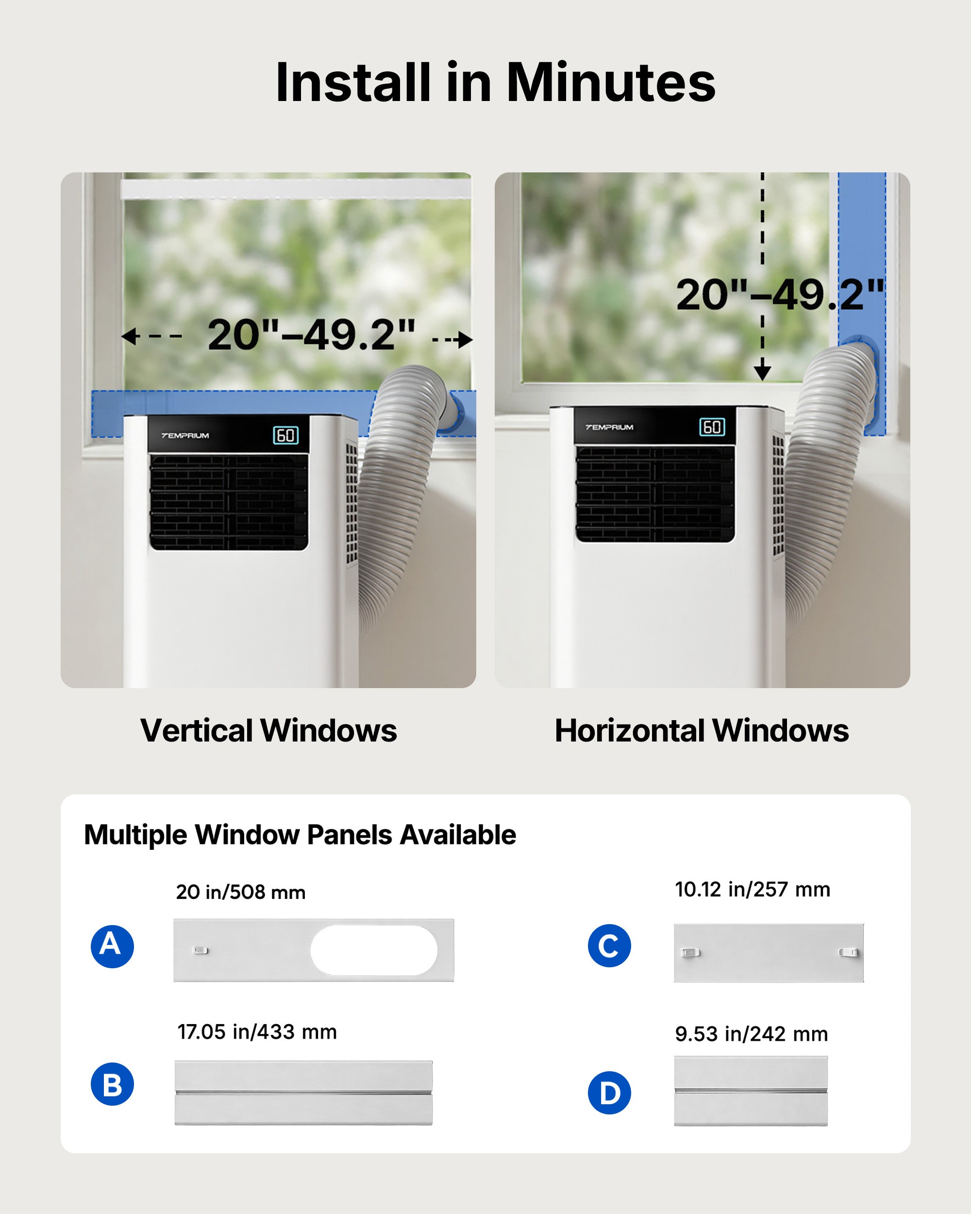 Temprium 8,000/10,000 BTU Portable Air Conditioner, Smart Portable AC Unit for rooms with Drainage-Free Cooling, 3-in-1 Standing Air Conditioner with Cool, Dry, Fan Modes, APP/Voice/Remote Control